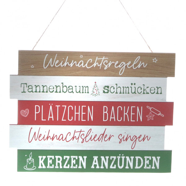 Holz-Schild &quot;Weihnachtsregeln&quot;