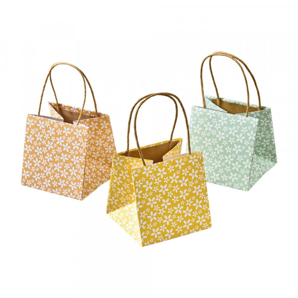 Papiertasche m Blumenmuster 6f sort