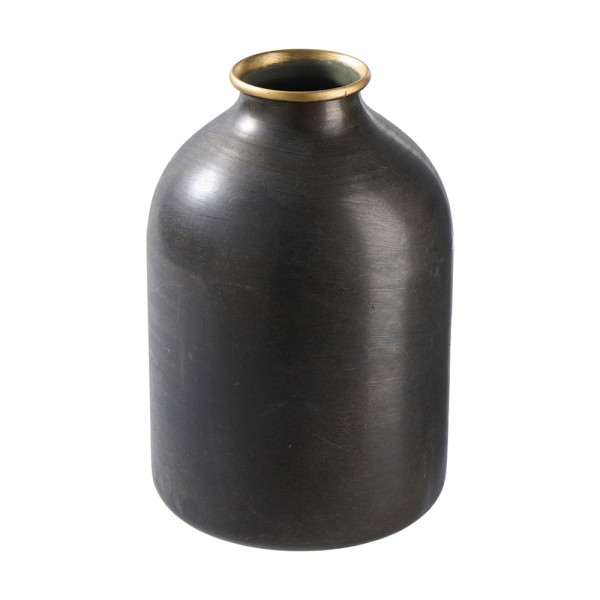 Vorbestellung: (89) Vase,Metall,rd.Durchm,.gerade Form,oben Goldrand