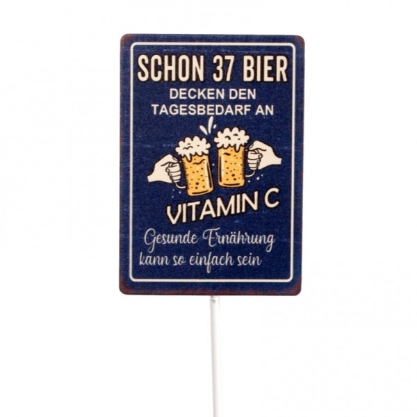 VBF25: Metall-Schild Stecker &quot;Schon 37 Bier...&quot;