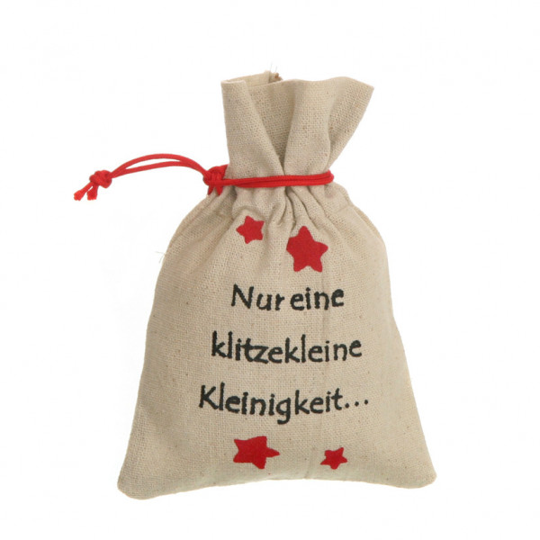 Geschenkbeutel mit Spruch, Jute &quot;Nur eine klitzekleine Kleinigkeit...&quot;