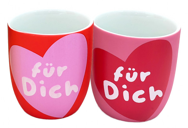 VBF25: Keramik-Tasse &quot;für Dich&quot; 2f sort.