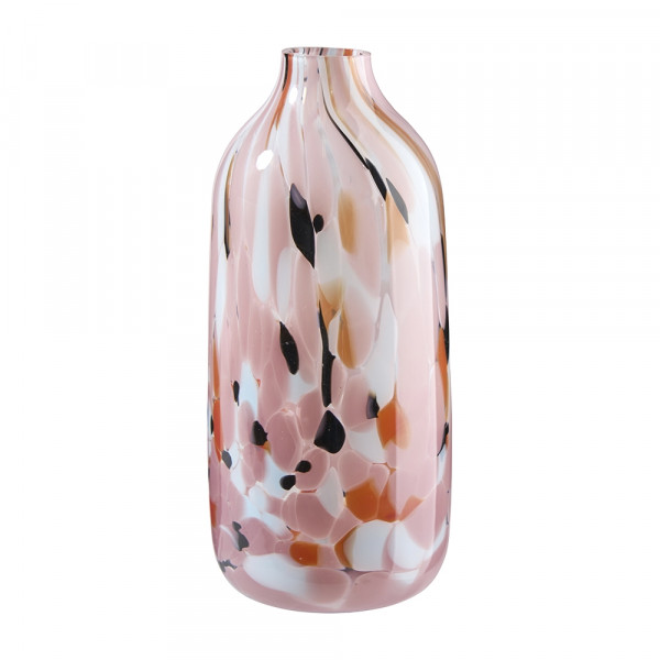 Vorbestellung: (008) Vase,Glas,Flasche,klar,mit schwarz.Dots