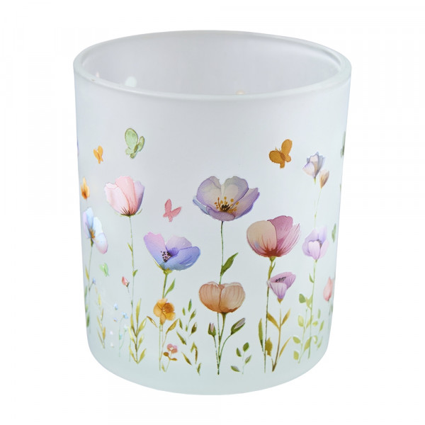 (260) Teelichtglas mit Blumenmuster