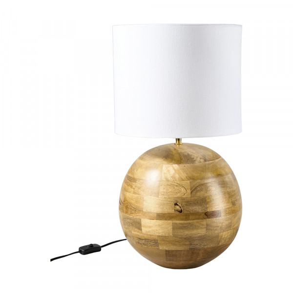 Tischlampe Mangoholz mit Juteschirm