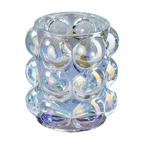 (446) Teelichtglas Bubble irisierend