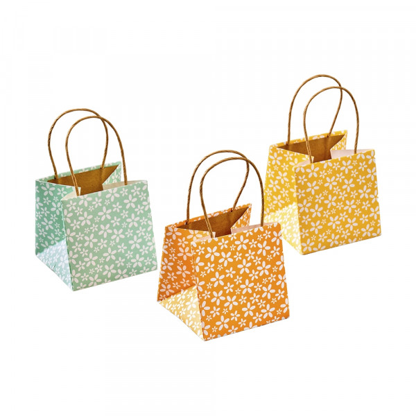 Papiertasche m Blumenmuster 6f sort